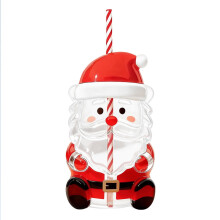 Gobelet isotherme réutilisable à double paroi, motif Père Noël, avec couvercle, idéal pour les boissons des fêtes et les célébrations.