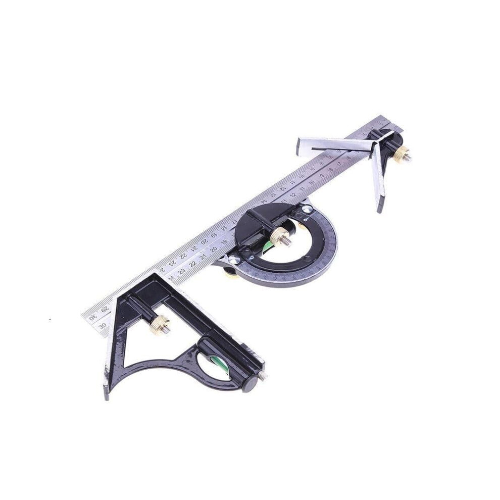 Multi-Functional Square Angle Ruler 300Mm Stainless Steel Adjustable Sliding Combination Square Ruler Protractor Level Measure Measuring Set 9097180862338