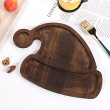 Santa Hat Wooden Serving Tray, Rustic Christmas Platter for Charcuterie, Cheese & Fruit – 7.8 x 9.8 in