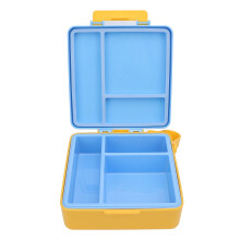Boîte à salade portable avec couvercle hermétique, 2 compartiments, ABS/PP, bleue et jaune, poignée de transport, préserve la fraîcheur