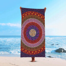 Mandala bloemen strandhanddoek, premium strandhanddoek van fijne vezels, sneldrogende badhanddoek voor dames.