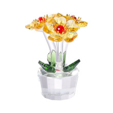 Crystal Glass Flower Figurine Bouquet Home Decor Golden
