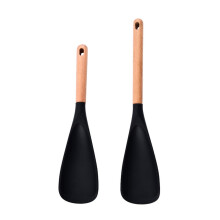 Cooking Spoon Set for Nonstick Cookware | Wooden Handle | 2 Pieces | 29cm & 34cm | Easy Grip Mixing & Serving