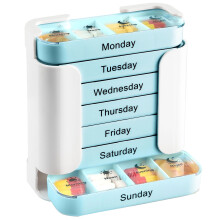 Stay on Track - 7-Day Medication Organizer, Weekly Pill Organizer, 7 Stackable Compartments Four Times-a-Day - Morning, Noon, Evening, and Bedtime C
