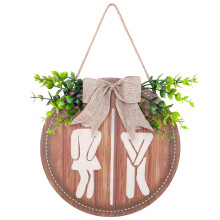 Rustic Wooden Unisex Restroom Signs – Funny Farmhouse Bathroom Door Decor, Compatible with Standard Doors