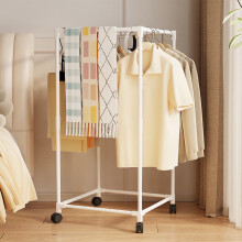 Quad-Sided Rotating Garment Display Stand - Mobile Indoor Clothes Organizer for Efficient Wardrobe Management and Space Saving