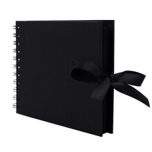 A5 21.5x15cm Black DIY Scrapbook Photo Album with Ribbon Bowknot