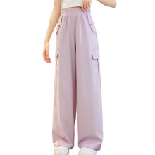 Girls High Waisted Wide Leg Denim Jeans with Cute Bow Detail Casual Elastic Waist Trousers for Kids Streetwear Fashion Pink 6-7 Years