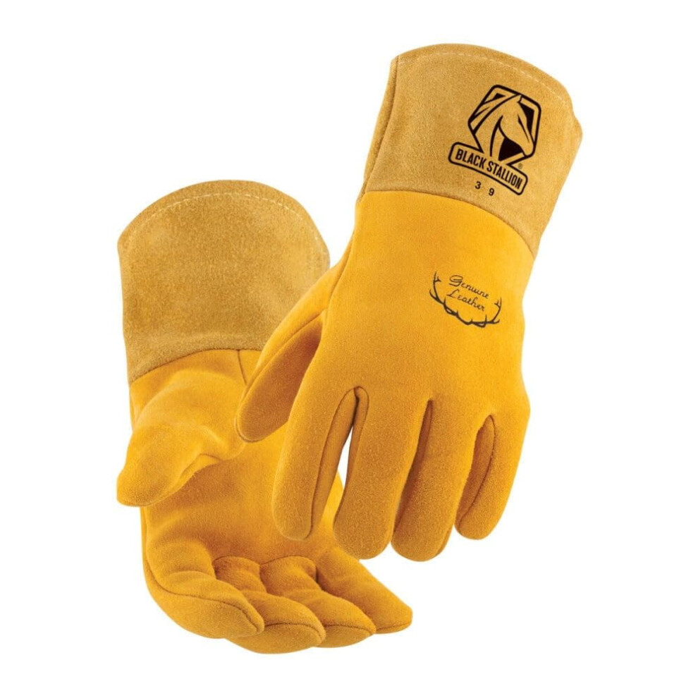 Black Stallion Large Mighty Mig 39 Expert Premium Grain Deerskin Lined Mig Welding Gloves 9043876427831