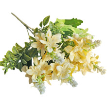 Valentin-napi műfarok orchidea csokor, 1 db-os művirág kompozíció otthonra, esküvői asztaldíszek – 13,9x30,5 cm, sárga