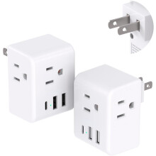 WH2Pack US-to-Japan Plug Adapter: 2-prong to 3-prong, 3 AC outlets + 3 USB (1 USB-C), Type A travel converter compatible with USA, Japan, Canada,