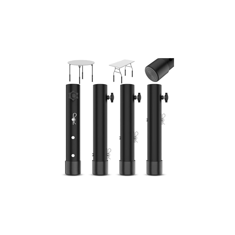 3-Level Adjustable Steel Table Leg Risers, Compatible With Straight & Bent Legs, 2/4/6In Height Extenders For Rise Desks 9043876427756
