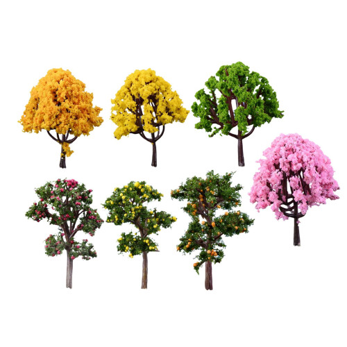 7 Pieces Miniature Artificial Trees Mixed Model Trees for Diorama DIY Crafts
