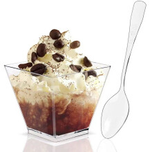 100/50Pack 2OZ Mini Dessert Cups Spoon Style Without Spoon Style For Party Small Plastic Dessert Cups For Kitchen Dessert Shoote