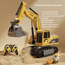 RC Excavator 9CH Remote Control Car with 360Rotation, RC Construction Truck for Kids Adults Christmas Birthday Gifts