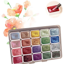 20-Color Shifting Watercolor Set with Glitter, Portable Solid Paint Box & Brush – Compatible with Beginners & Artists
