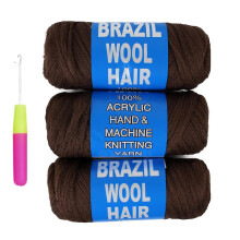 Brazilian Wool Acrylic Yarn for Crochet Hair, Braids & Faux Locs – Soft Synthetic Hair Extension