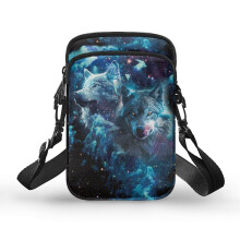 Torebki typu crossbody z wzorem wilka, z poliestru, szczelne, do codziennego użytku