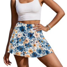 Artistic Flowers Women's Athletic Skorts with Pockets – Breathable Tennis/Golf Skirts w/ Shorts, Versatile for Running & Casual Wear, Size 2XL