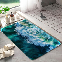 Beach waves 1088 Non-Slip Memory Foam Bath Rug: Absorbent, Quick-Dry, Machine Washable, Soft & Comfortable - L