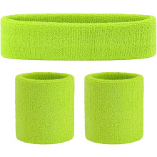 Sweatband Set Sports Headband Wristband Set Sweatbands Terry Cloth Wristband Wrist Sweatband Headbands Moisture Wicking Sweat Absorbing Head Band