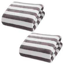Striped Coral Velvet Hand Towels (Gray, 2pcs, 30x13in), Super Absorbent & Quick-Dry — Compatible with Bathroom Use