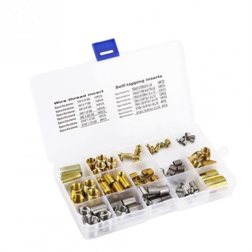 116Pcs Wire Inserter Thread Repair Kit M3-M12 Self-Tapping Threaded Wire Repair Tool Kit With Storage Box 9097180864486