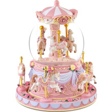 Carousel Music Box Snow Globe Unicorn Horse Musical Boxes with Color Lights, for Girls Women Daughter,Gift for Anniversary Christmas Birthday