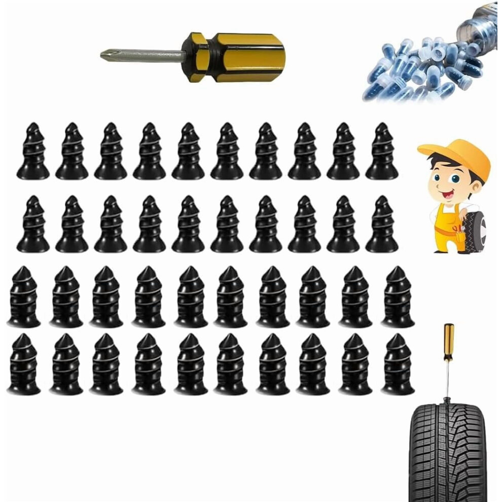 Tire Repair Nails Kit For Car/Motorcycle/Truck Â Self-Service Screw-In Plugs, Box + Screwdriver, Vacuum Spiral Rubber Nails 9401284780892