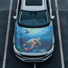 Polyester Car Hood Cover with Marine Turtle Design 1pc