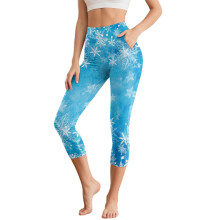 Snowflake Star Printed Yoga Pants for Women High Waisted Workout Leggings Athletic Yoga Leggings with Pockets, 3XL