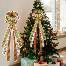 Christmas Bows Small Christmas Tree Bow Red Green White Dots Large Decoration Gift Bow Christmas Decoration