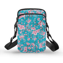 Kirschblüten-Reise-Umhängetasche mit doppellagigen kleinen Umhängetaschen, Vintage-Polyester