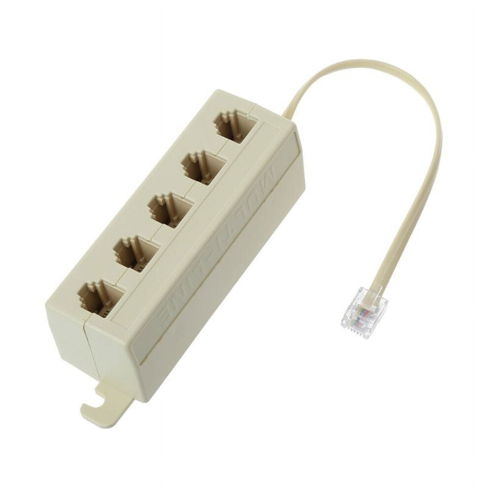 Rj11 Jack 5 Way Outlet Telephone Phone Modular Line Splitter Plug Adapter 6P4c 9097180865285