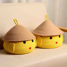 Hand Woven Rope Storage Basket Round Small Size Desktop Organizer for Toys Clothes and Home Organization Durable Eco Friendly