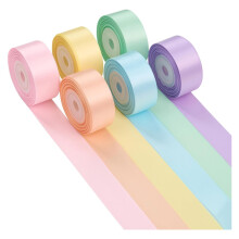 Pastel Double-Sided Rainbow Satin Ribbon Set (6 Rolls) for Crafts, Gift Wrapping, Parties, Weddings, DIY Hair Bows – Compatible with All Craft