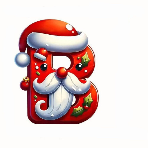 B Alphabet Christmas Decor Set B Santa Hat Design Acrylic Letters With Silver String For Tree