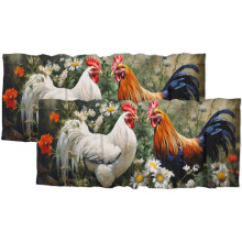 Rustic Farmhouse Curtains & Valances with Chicken, Rooster, Farm Animal & Floral Prints – 54x18 in, 2 Panel, Compatible with Standard Rods