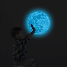 3D Glow-in-the-Dark Removable Moon Wall Sticker, PVC, Multiple Sizes (5–40 cm), Glows 8+ Hours After 30 Min Light – Compatible with Kids' Rooms