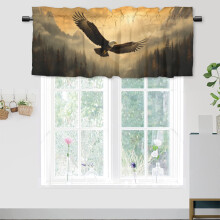 Bald Eagle Pine Tree Foggy Woodland Window Valance, Rod Pocket, 54x18 in, 1 Panel – Compatible with Standard Rods
