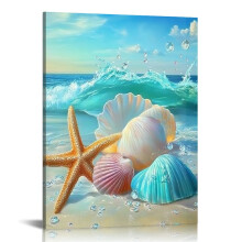 Starfish Shells Canvas Wall Art, Canvas Prints Wall Art for Living Room Bathroom Bedroom Office, Art Print Painting for Home Decorations - 12x16in