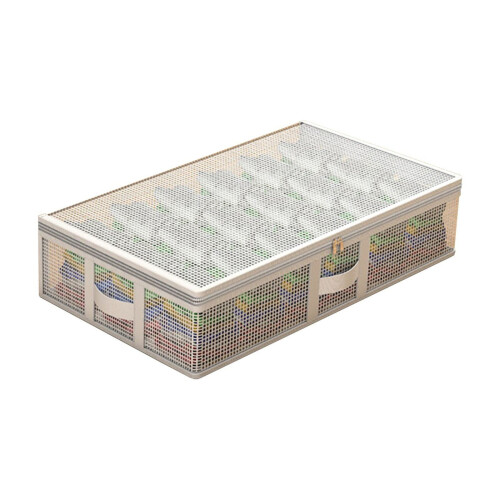 Foldable Under-Bed Storage Bins for Clothes, Blankets, Comforters & Quilts – White Organizer Bag (1-Pack)