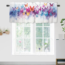 Watercolor Butterfly Valance Curtain, 54x18 in, Rod Pocket, for Kitchen, Bedroom, Living Room, Dining Room – 1 Panel