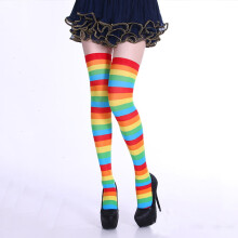 2 Pairs Striped Stockings Costume Thigh Halloween Costumes Colorful