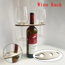 Creative Wooden Wine Rack with 2 Glasses, Portable for Wine/Champagne/Port – Ideal Wedding, Birthday & BBQ Gift – Compatible with Home Decor