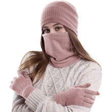 Schals für Damen, Winterschal, warmer Winterschal aus gestrickter Wolle mit Samtfutter, Handschuhe, Mützen und Schals