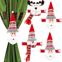 4pcs Christmas Curtain Tiebacks (Claus, Snowman, Deer) – Compatible with Standard Rods