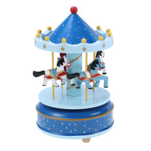 Boîte à musique vintage pour enfants, carrousel en bois à rotation mécanique, design décoratif, 1 pièce