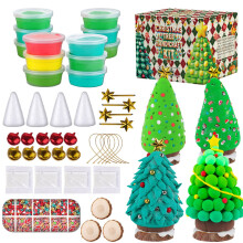 DIY Christmas Tree Air-Dry Clay Kit for Kids – Non-Toxic Holiday Craft, Creative Winter Art Project for Family & Classroom