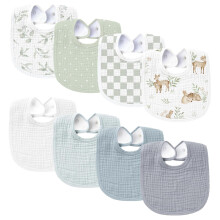 Muslin Baby Bibs8Pack Baby Bandana Drool Bibs Bomull för Unisex Pojkar och Flickor, Mjukt Absorberande Set för Tandsprickning och Dregling